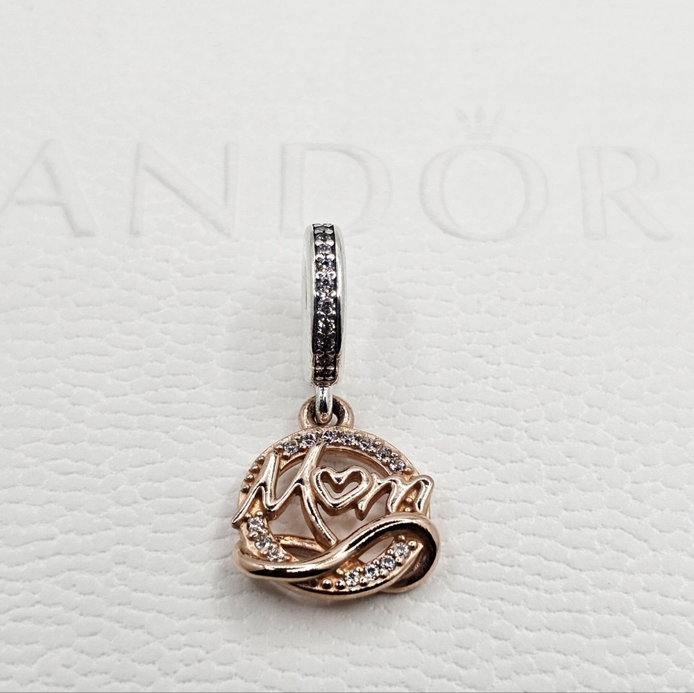 ♥️ Authentic Pandora ⭐️RETIED⭐️ TWO TONE MOM DANGLE CHARM🎁